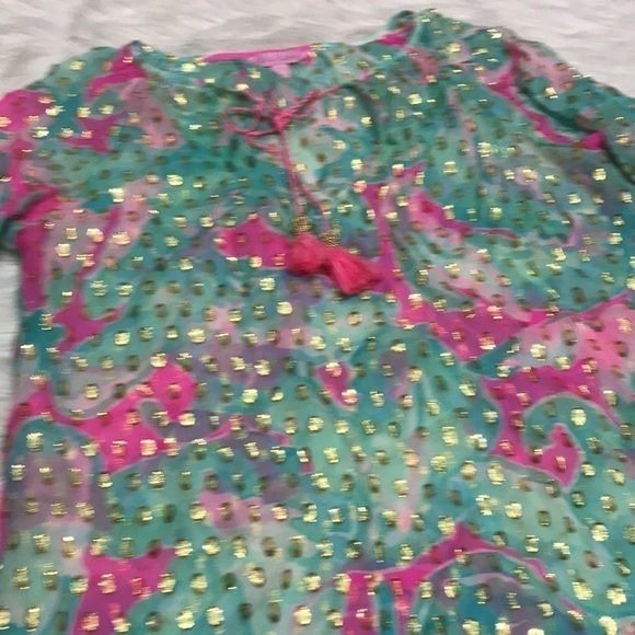 Lilly Pulitzer Rilla Tropical Print Silk Blouse Small - Picture 12 of 13